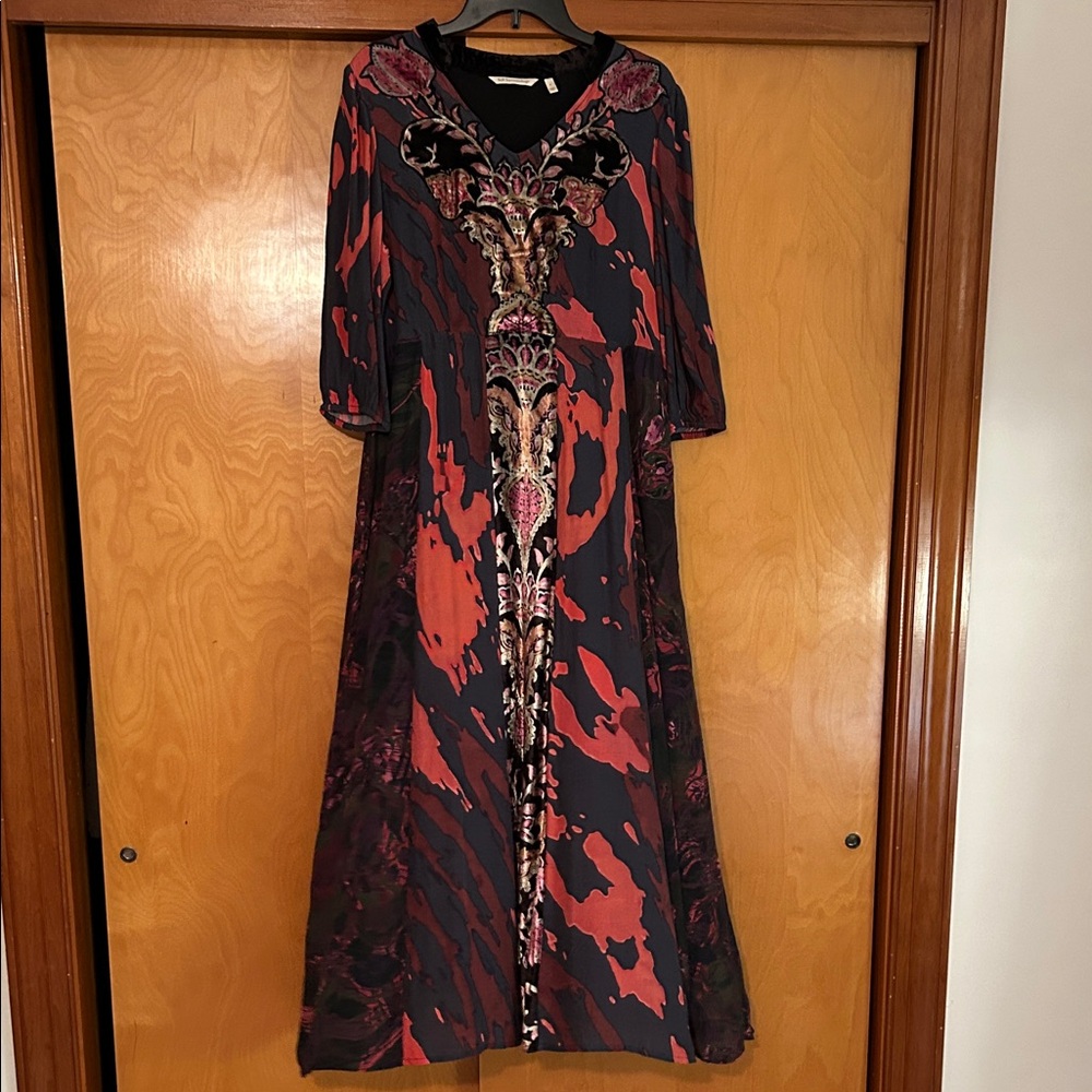 Soft Surroundings Elegant Brown and orange Long Sleeve Dress